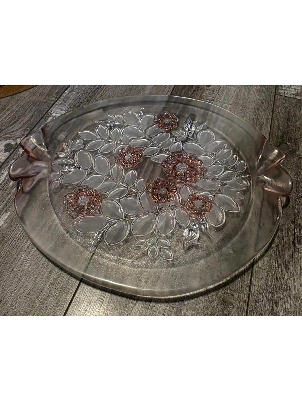 MIKASA Crystal Pink‎ Rosella 14 1/2" Cake Plate Platter Large Serving Plate - Picture 3 of 3